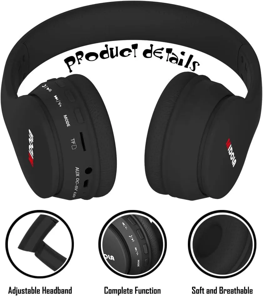MIDOLA Kids Headphones Bluetooth 5.3 Wireless 60H Play Time Volume Limit 85/110dB Over Ear Foldable Protection Headset/Wired AUX Cord Mic for Child Boy Girl Travel School Phone Pad Tablet Black