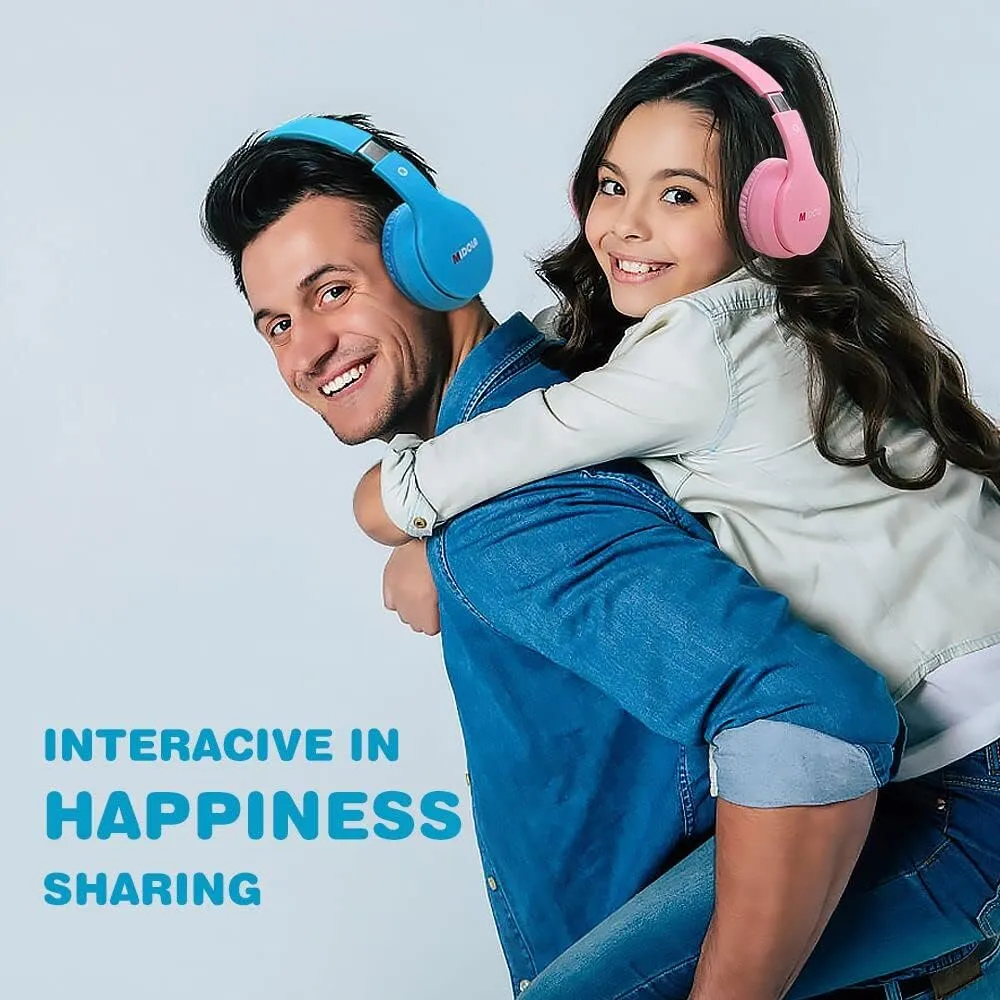 MIDOLA Kids Headphones Bluetooth 5.3 Wireless 60H Play Time Volume Limit 85/110dB Over Ear Foldable Protection Headset/Wired AUX Cord Mic for Children Boy Girl Travel School Phone Pad Tablet Pink