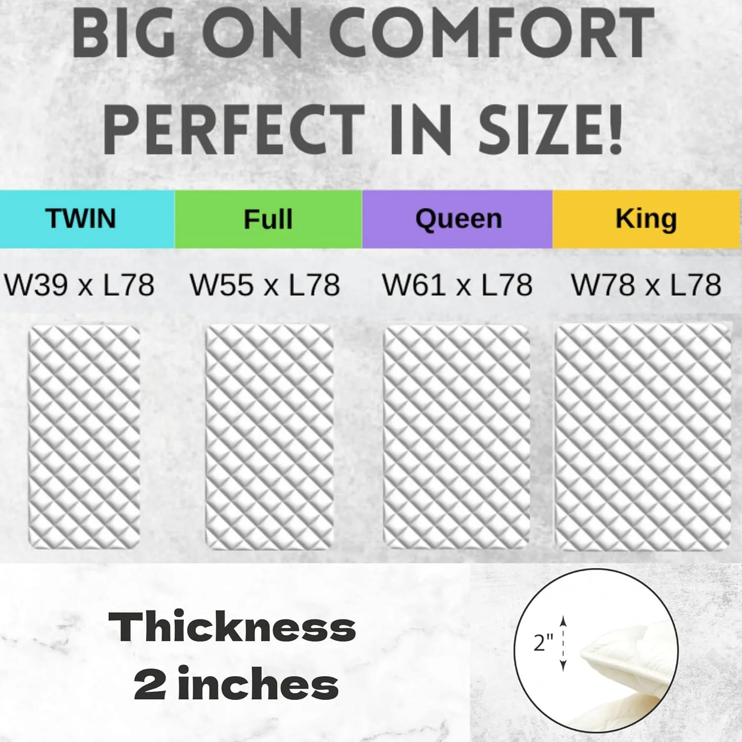 MIINA Japanese Futon Mattress, Made in Japan Queen (61"×78") White, Foldable Floor Lounger Bed Tatami Mat, Roll Up Sleeping Pad, Shikibuton