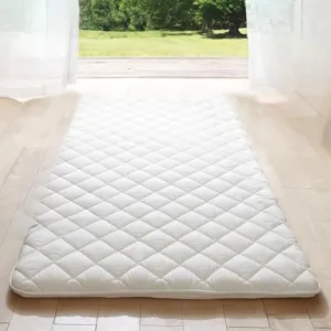 MIINA Japanese Futon Mattress, Made in Japan Queen (61"×78") White, Foldable Floor Lounger Bed Tatami Mat, Roll Up Sleeping Pad, Shikibuton