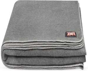 Military Wool Blanket - 95% Wool, Washable, Perfect for Outdoors, Picnics, Travel, Car & Bushcraft Emergency Blanket, 96" x 108" 8.45 lbs. - Grey - King Size