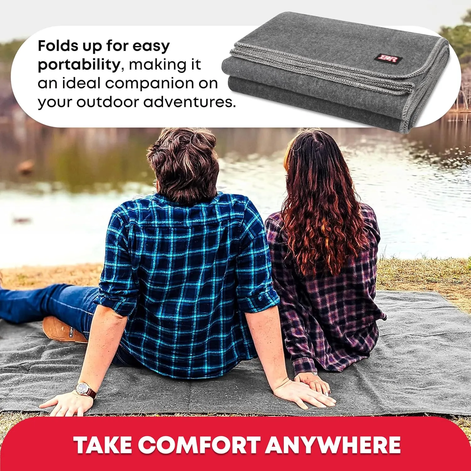 Military Wool Blanket - 95% Wool, Washable, Perfect for Outdoors, Picnics, Travel, Car & Bushcraft Emergency Blanket, 96" x 108" 8.45 lbs. - Grey - King Size