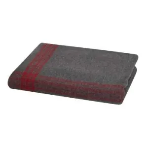 Military Wool Striped Blanket – Red & Grey