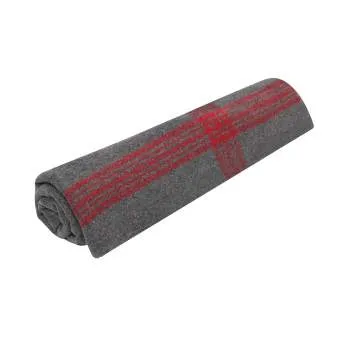 Military Wool Striped Blanket – Red & Grey