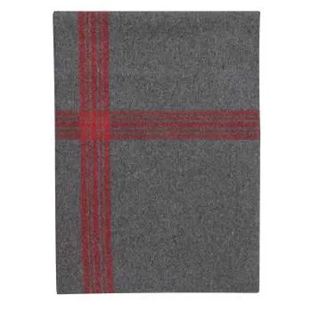 Military Wool Striped Blanket – Red & Grey