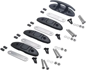 MIZUGIWA 4-1/2 Inch 6 Inch Boat Folding Cleats,Marine Stainless Steel Boat Cleats,Flip Up Dock Cleats W/Back Plate & Fasteners Black/Silver for Mooring,Boat Docks, Decks,Kayaks