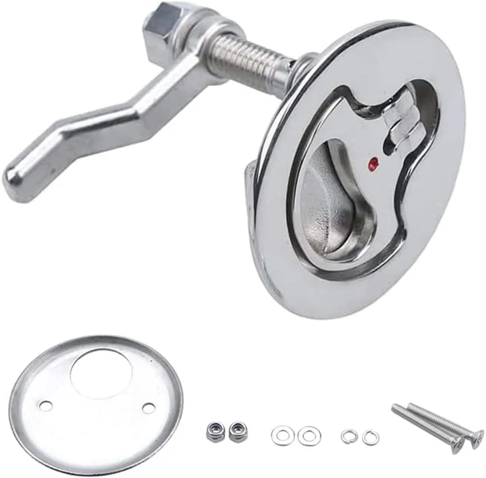 MIZUGIWA Boat Cam Latch Stainless Steel Marine,Boat Locker Latch Hatch Pull,Flush Hatch Lift with Back Plate Fasteners