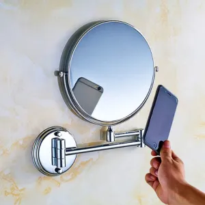 Modern Makeup Mirror Wall Mounted Bathroom Mirror Luxury Double-Sided Shaving Mirror Round 8 Inch 3X Magnifying Mirror for Hotel Vanity,Black