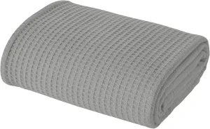 Modern Threads 100% Cotton Waffle Thermal Blanket, Light Gray, Full/Queen