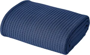 Modern Threads 100% Cotton Waffle Thermal Blanket, Navy, Full/Queen