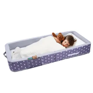 Mooedcoe Portable Foldable Toddler Travel Bed with Sides, Folding Toddler Bed for Travel Kid Foam Sleeping Cot for Children 18M – 5yr Old(Rectangular, Crown)