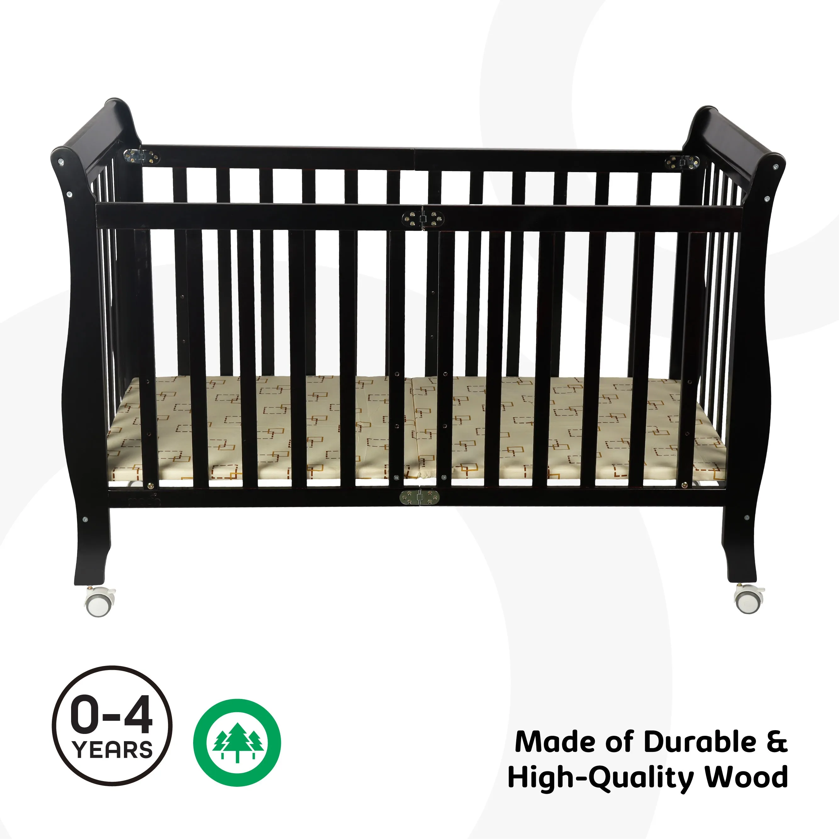 Moon - Wooden Foldable  Crib (129X69X96 Cm) - Brown