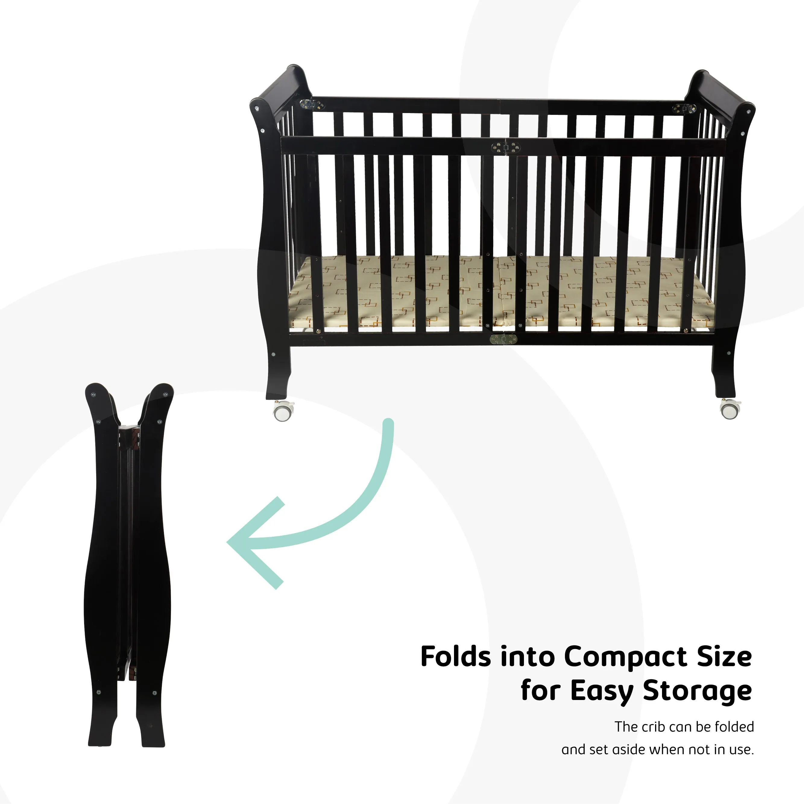 Moon - Wooden Foldable  Crib (129X69X96 Cm) - Brown