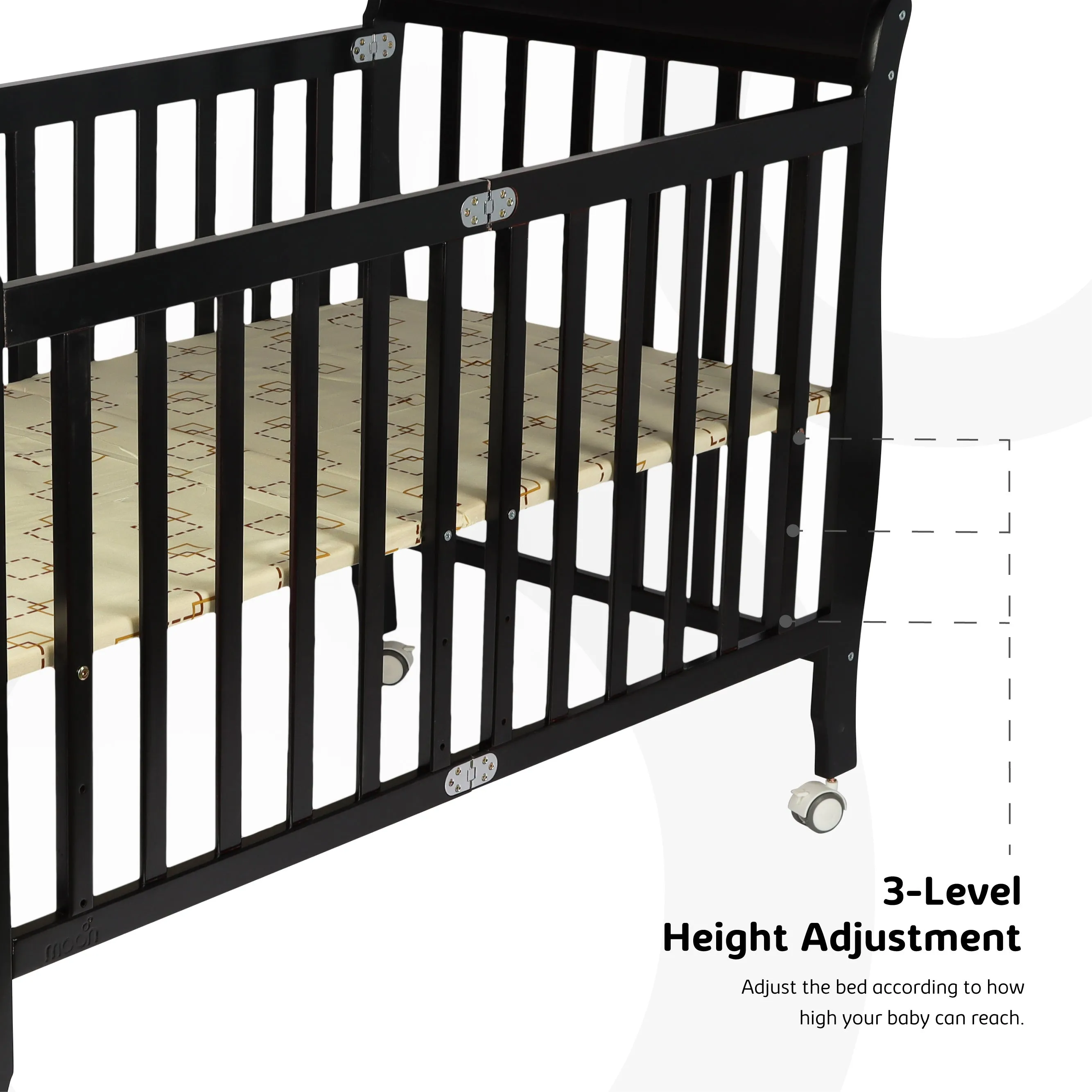 Moon - Wooden Foldable  Crib (129X69X96 Cm) - Brown