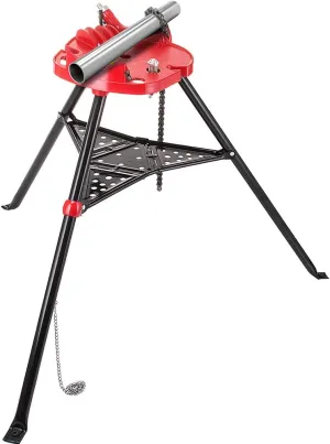 Mophorn 460-6 Tripod Pipe Chain Vise 1/8"-6" Capacity,Pipe Stand Portable Foldable Steel Legs,Pipe Jack Stands w/ Tool Tray, Tripod Stand Chain Vise Ideal for a Variety of Pipe Materials