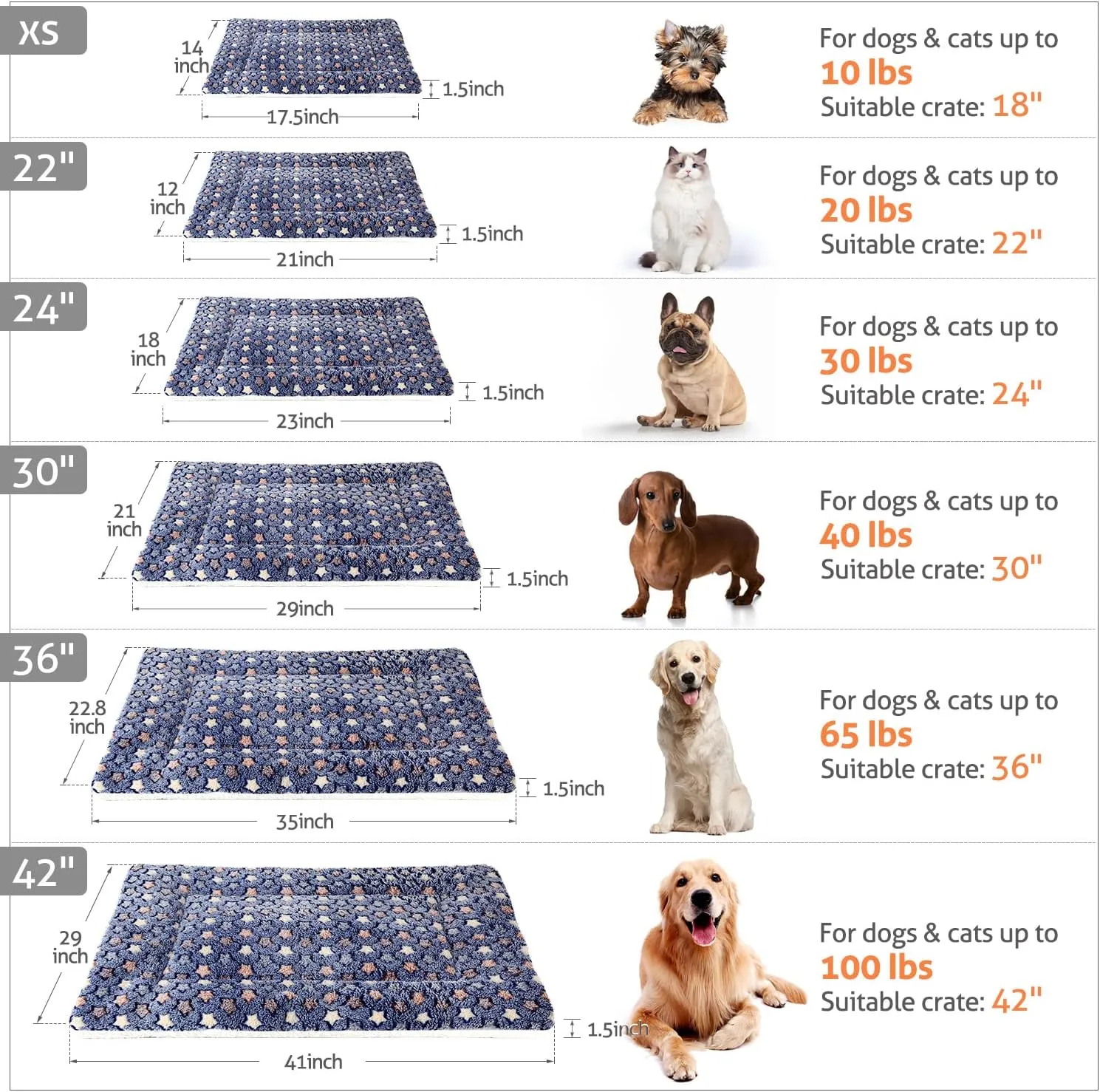 Mora Pets Dog Bed Crate Pad Ultra Soft Pet Bed with Cute Star Print Washable Crate Mat for Large Medium Small Dogs Reversible Fleece Dog Crate Kennel Mat Cat Bed Liner 21 x 12 inch Dark Blue