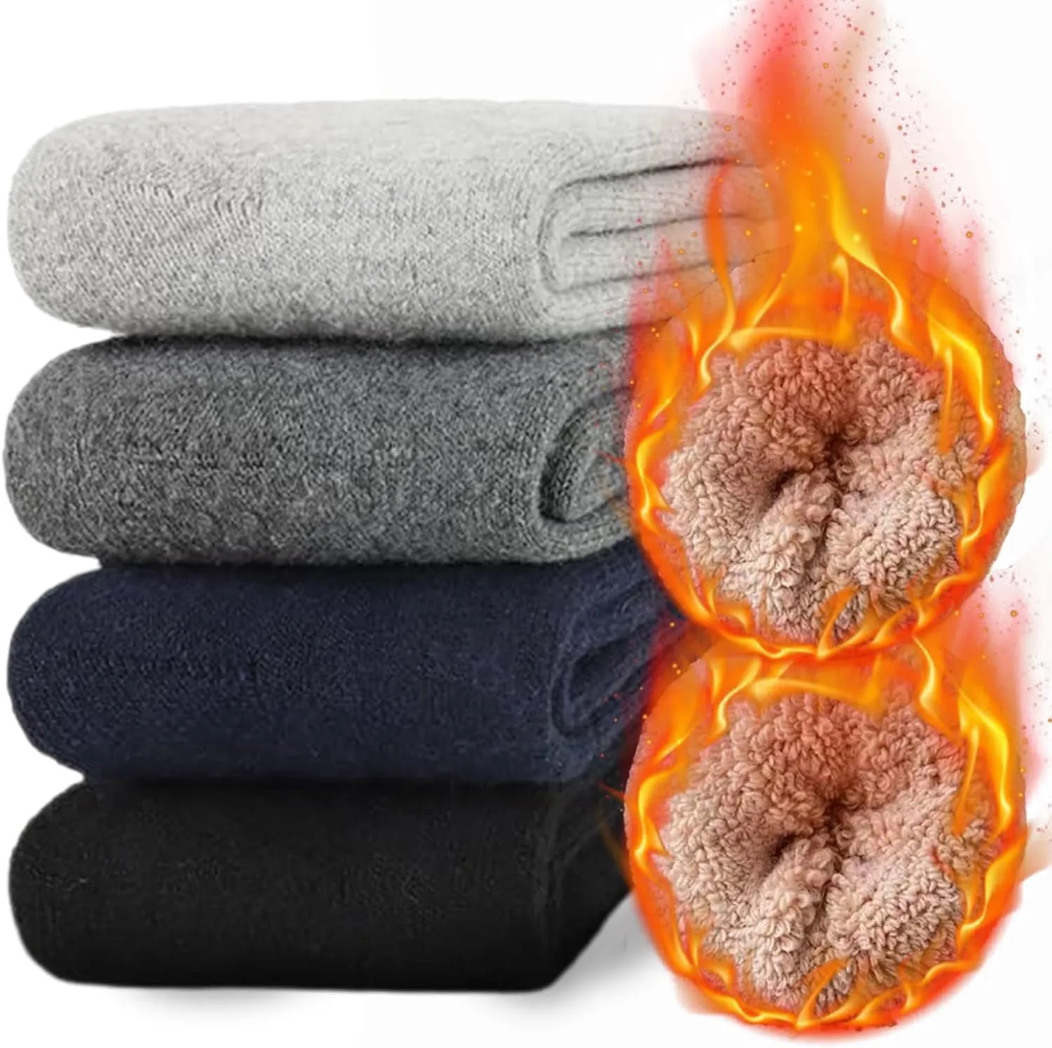 MOSOTECH 5 Pairs Wool Socks for Men, Size 7-12, Cozy Cushioned Crew Boot Socks Thermal and Warm for Winter Spring Work Hiking
