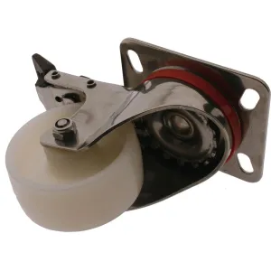 Mounting Plate Castor Swivel and Brake Nylon Wheel Stainless Steel 80mm