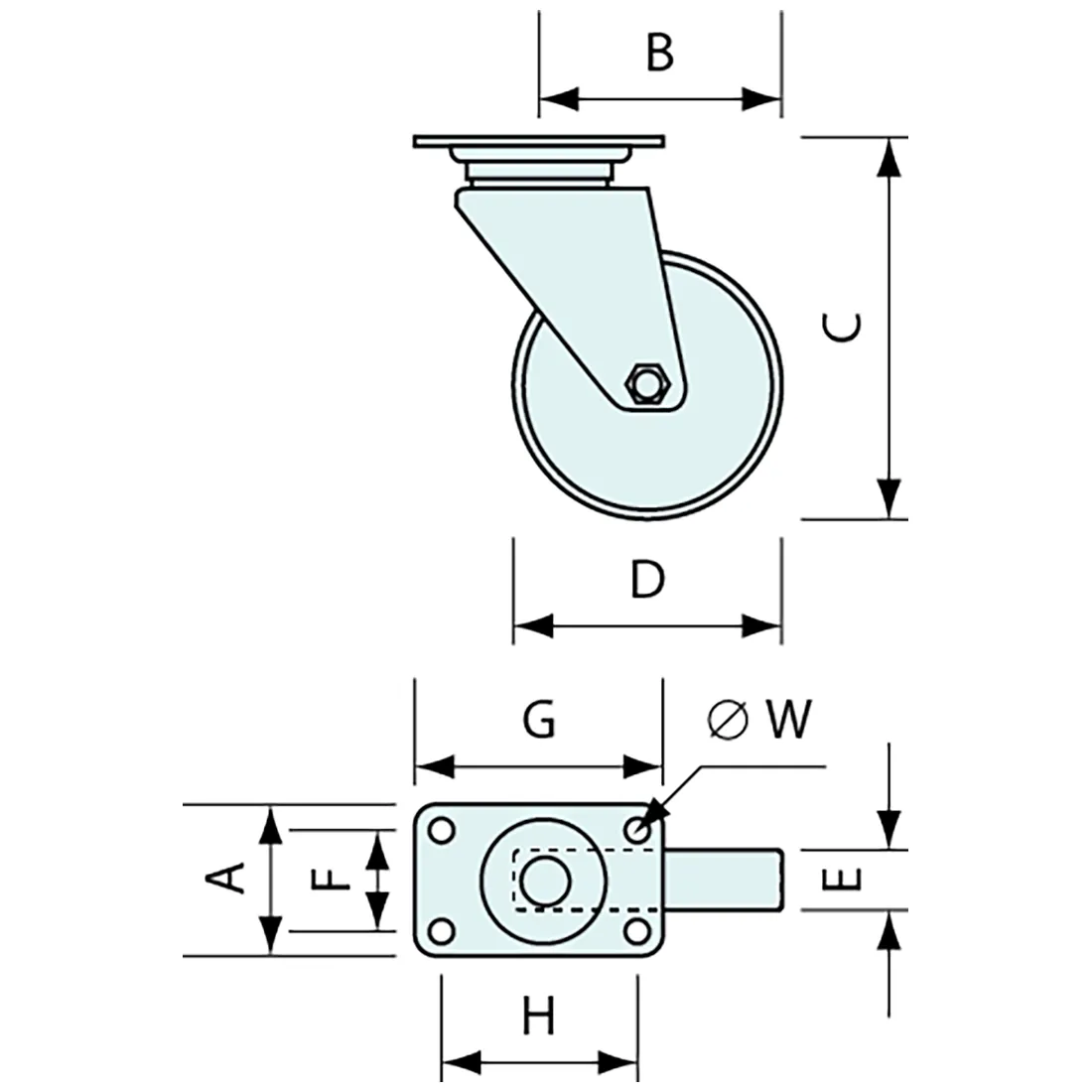 Mounting Plate Castor Swivel Nylon Wheel Stainless Steel 80mm