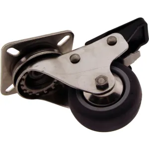 Mounting Plate Castors Swivel and Brake Rubber Wheels Stainless Steel 63mm