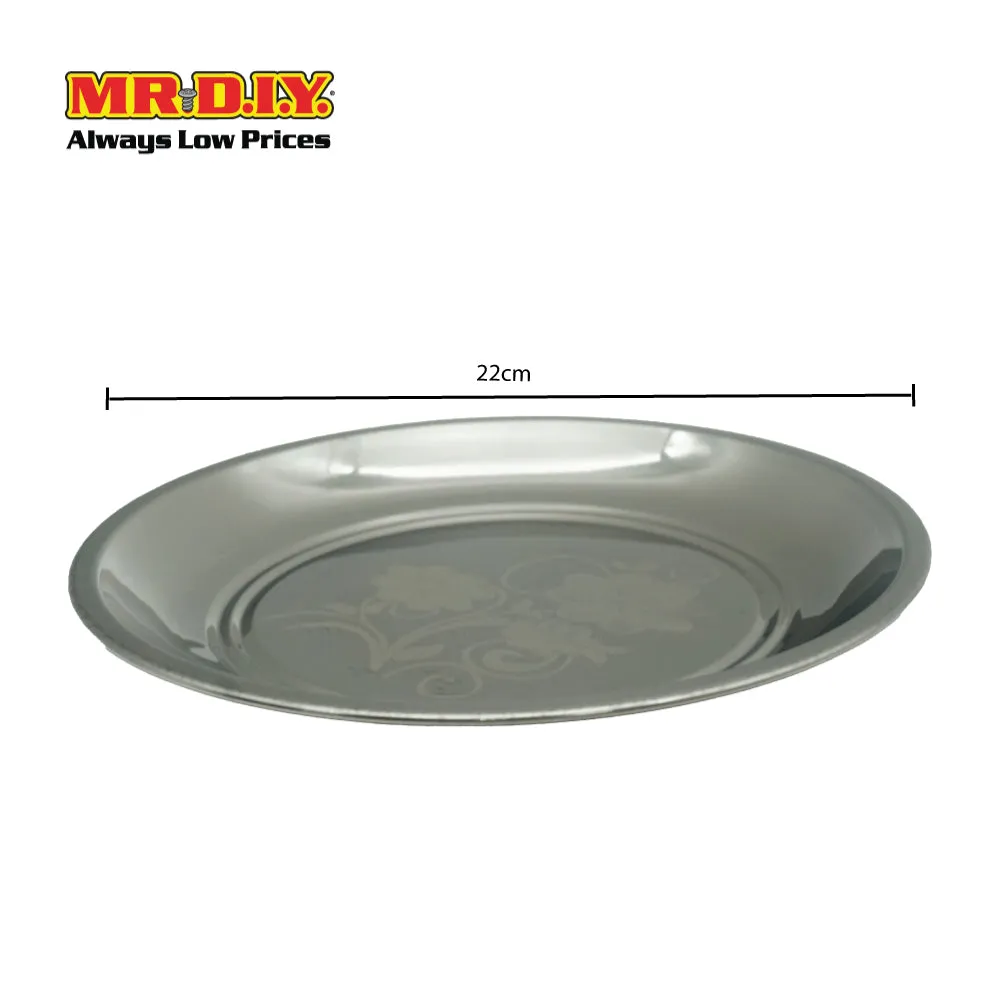 (MR.DIY) Stainless Steel Payal Dinner Floral Plate (22cm)