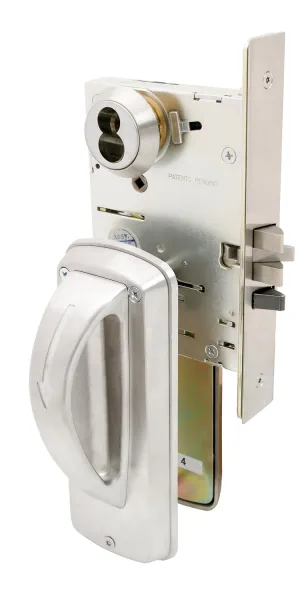 MRX-A-07-LHR-IC Mortise Lock with Ligature Resistant Arch Trim, Grade 1, US32D, Store Function, SFIC Less Core, Left Hand Reverse, Stainless Steel
