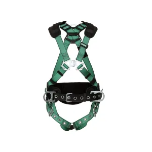 MSA 10197363 V-Form Construction Harness, Extra Small, Back & Hip D-Ring, Tongue Buckle Leg Straps, Shoulder Padding