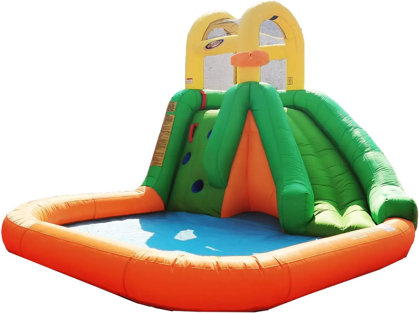 MTI 91448 Splash Fun Giant Slide Backyard Inflatable Water Park Splash Pad with Basketball Hoop and Mesh Safety Walls