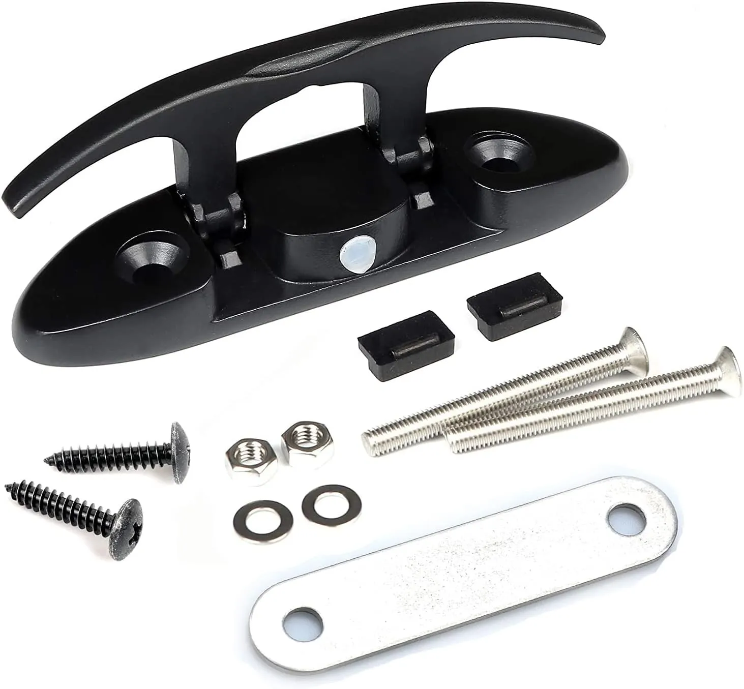 Mxeol Boat Flip Up Cleat, 4-1/2 Inch 6 inch Boat Folding Cleat,Folding Dock Cleats Marine Hardware Stainless Steel W/Back Plate & Fasteners