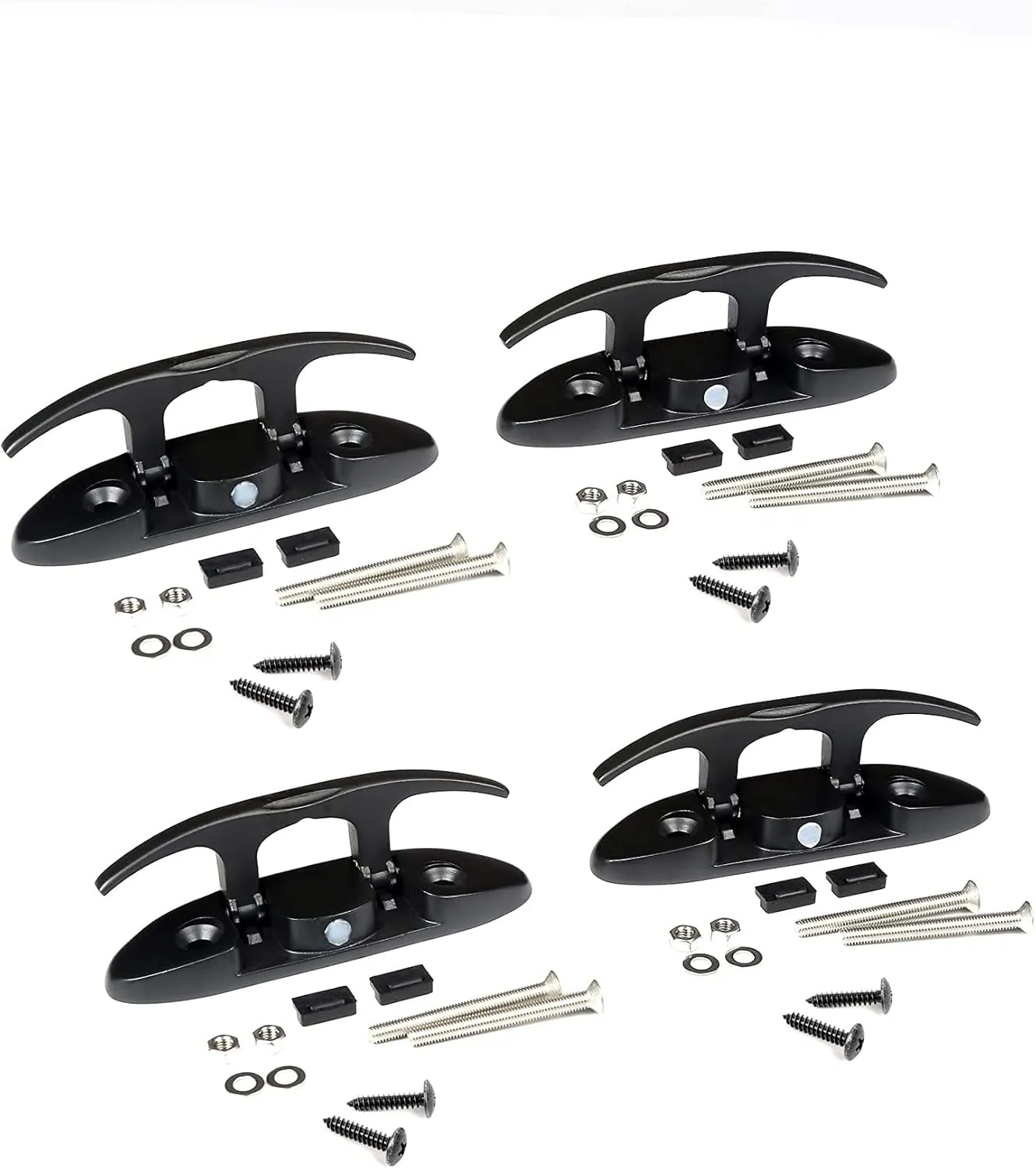 Mxeol Boat Flip Up Cleat, 4-1/2 Inch 6 inch Boat Folding Cleat,Folding Dock Cleats Marine Hardware Stainless Steel W/Back Plate & Fasteners