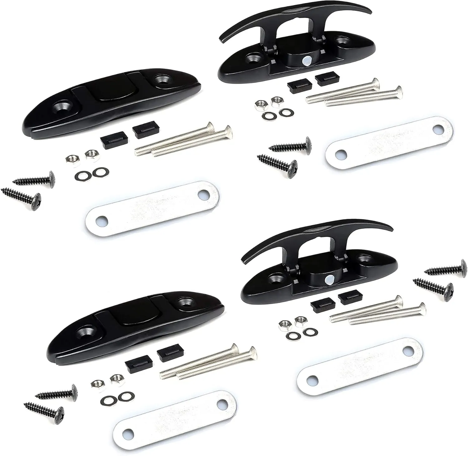 Mxeol Boat Flip Up Cleat, 4-1/2 Inch 6 inch Boat Folding Cleat,Folding Dock Cleats Marine Hardware Stainless Steel W/Back Plate & Fasteners