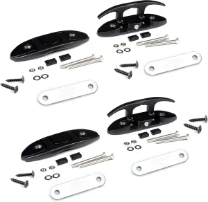 Mxeol Boat Flip Up Cleat, 4-1/2 Inch 6 inch Boat Folding Cleat,Folding Dock Cleats Marine Hardware Stainless Steel W/Back Plate & Fasteners
