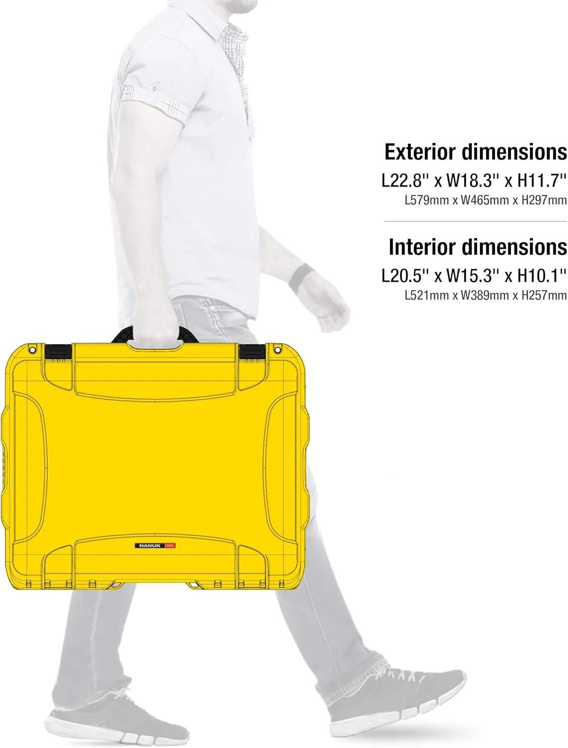 NANUK 950 Waterproof Hard Case with Wheels and Padded Divider - Yellow
