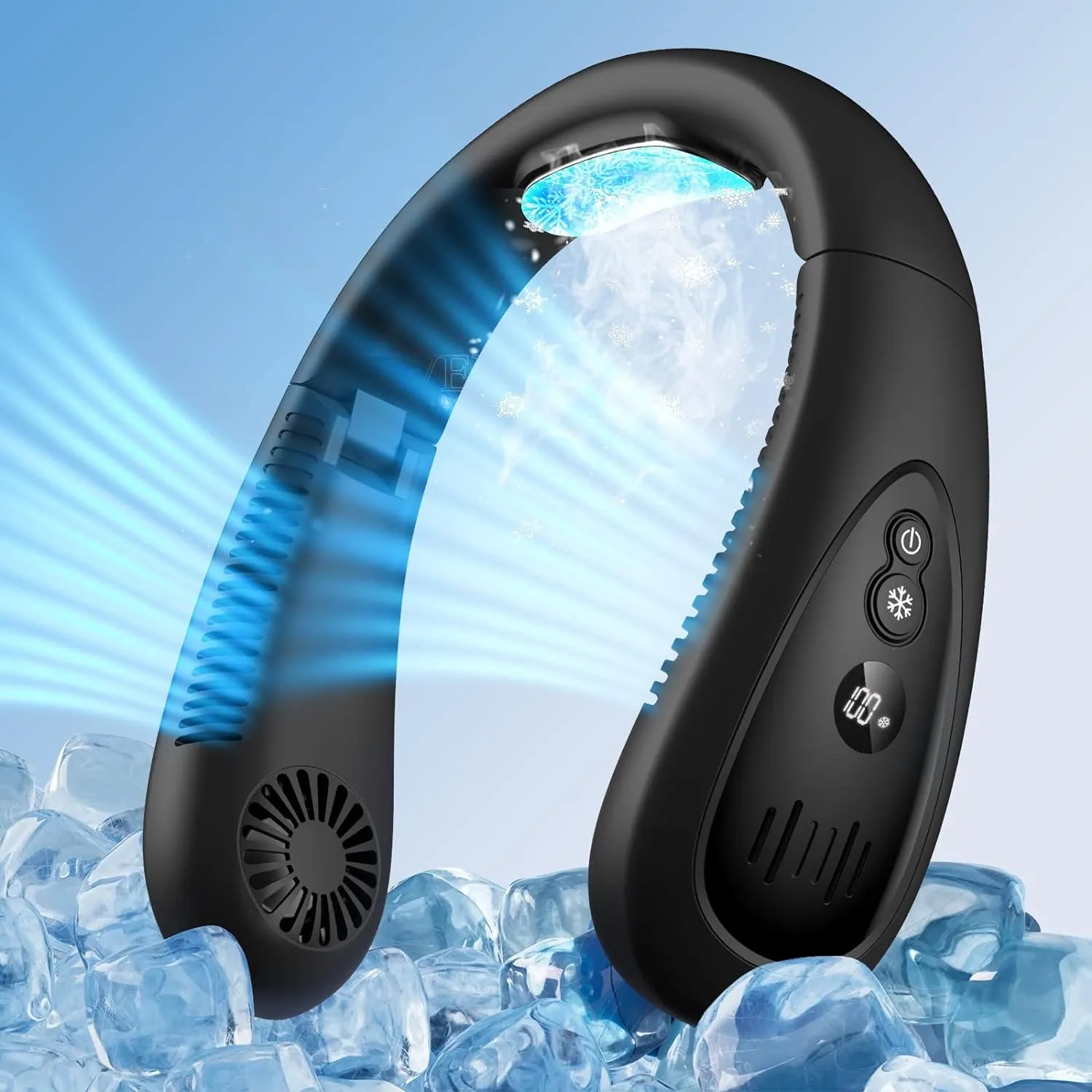 Neck Air Conditioner, Portable Neck Fan with Cooling Plate 360°Cooling Airflow, 5000mah Rechargeable USB Fan Hands Free Bladeless Wearable Foldable Mini Fan for Men Women Kids Home Office Outdoor
