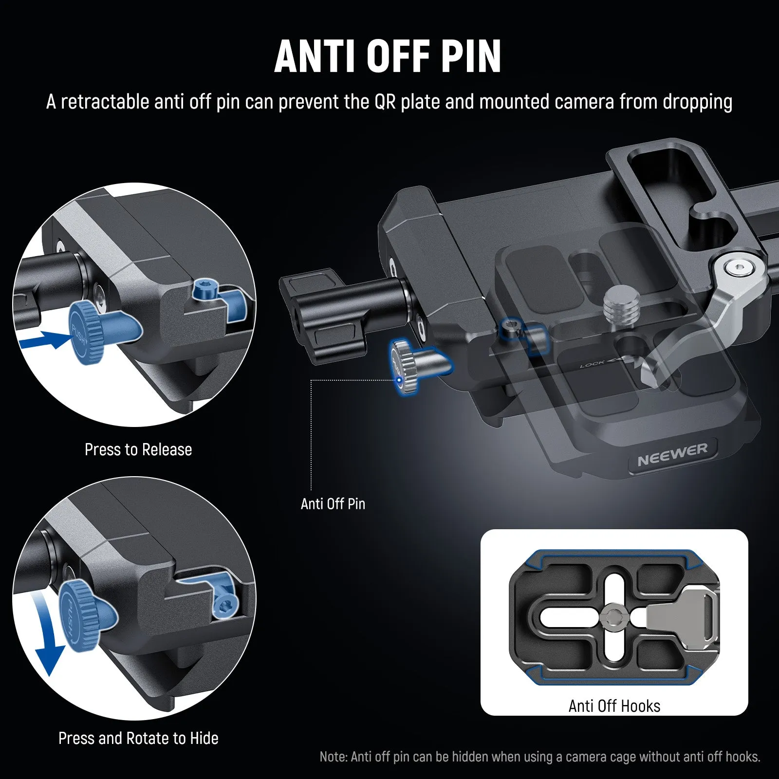 NEEWER PS015 Pro Foldable Arca Type Quick Release V Mount Battery Plate