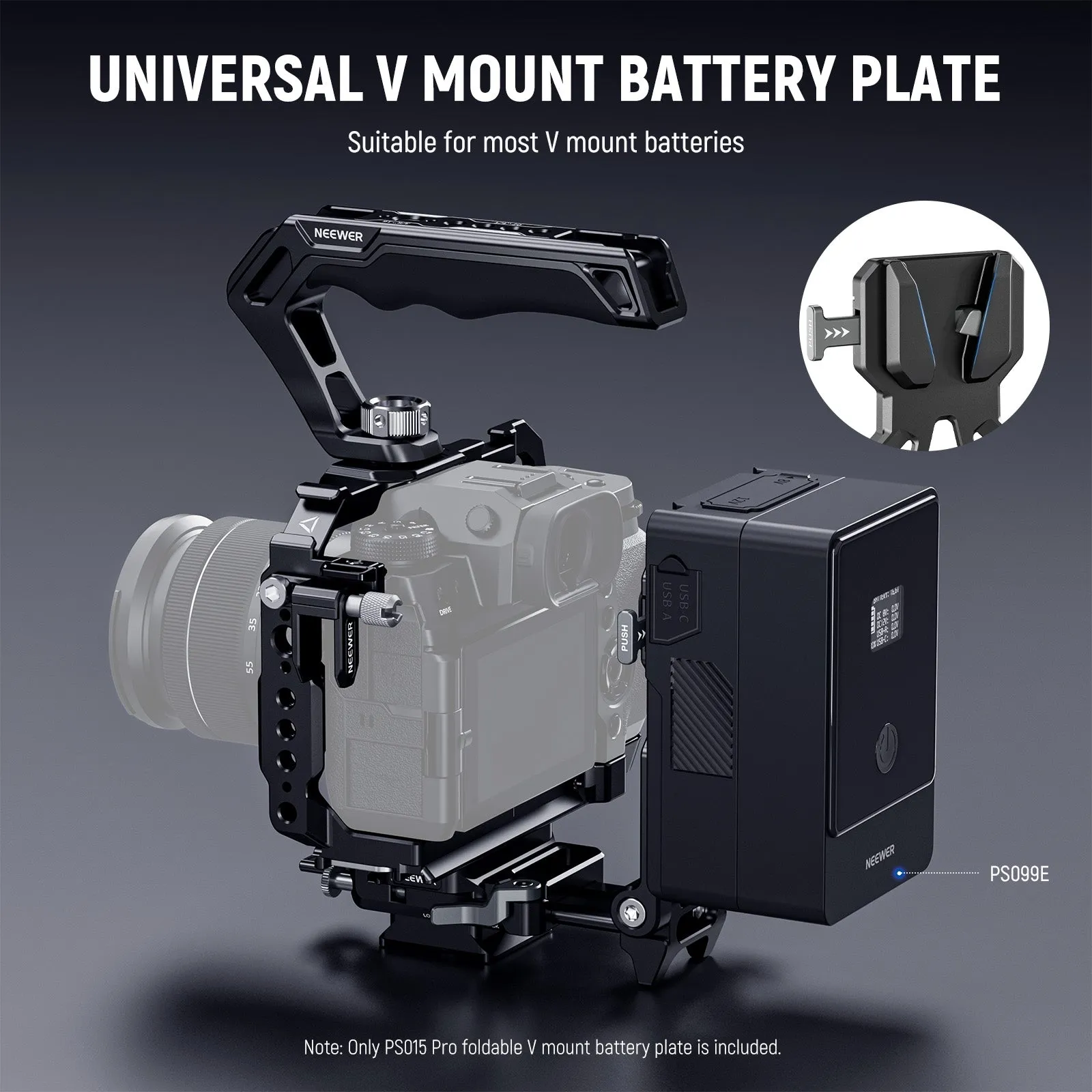 NEEWER PS015 Pro Foldable Arca Type Quick Release V Mount Battery Plate