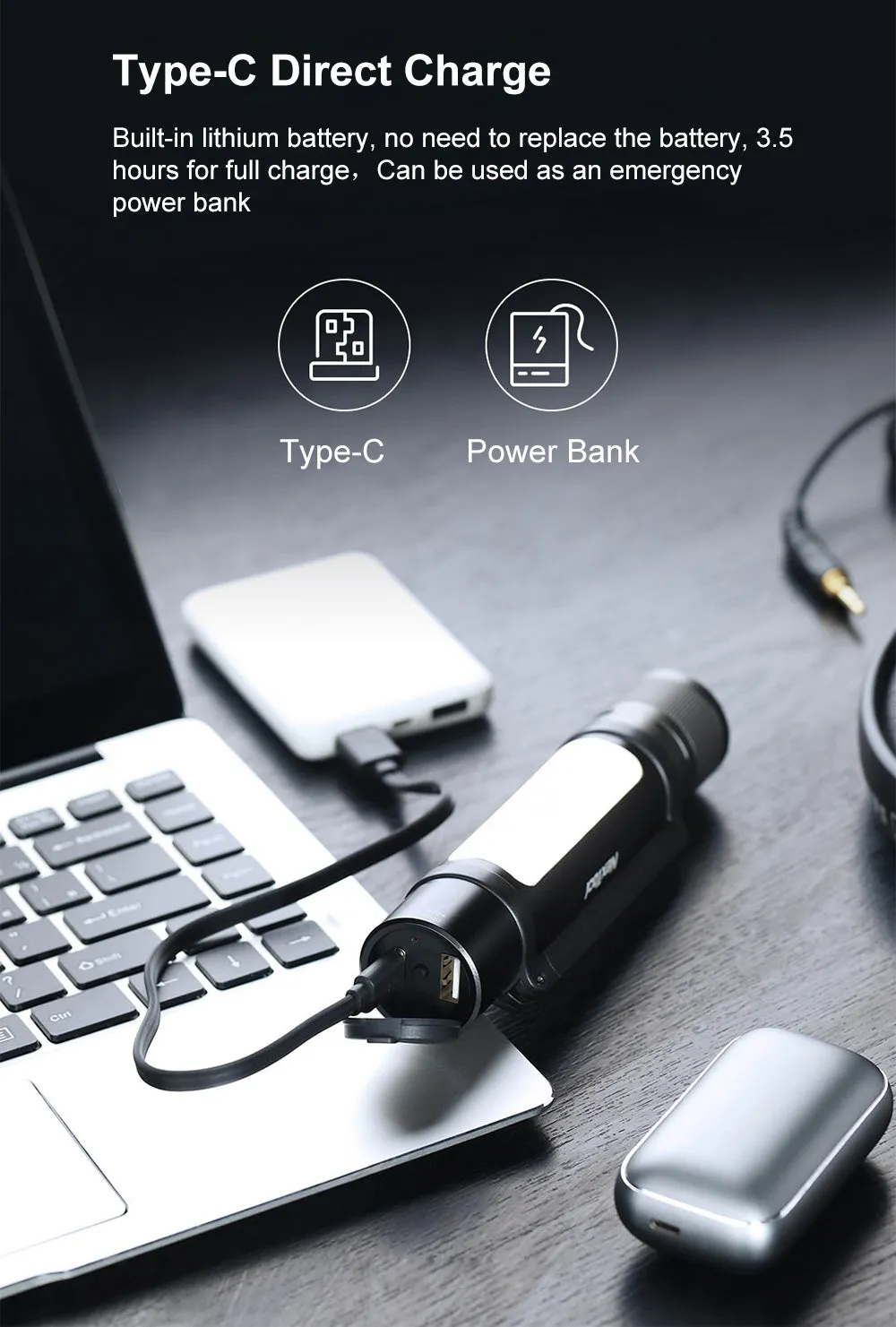 NEXTOOL 6-in-1 Zoom Flashlight 1000LM LED Rechargeable Torch