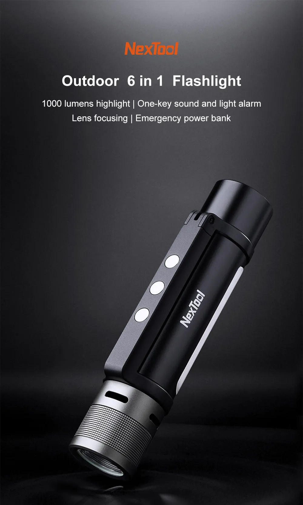 NEXTOOL 6-in-1 Zoom Flashlight 1000LM LED Rechargeable Torch