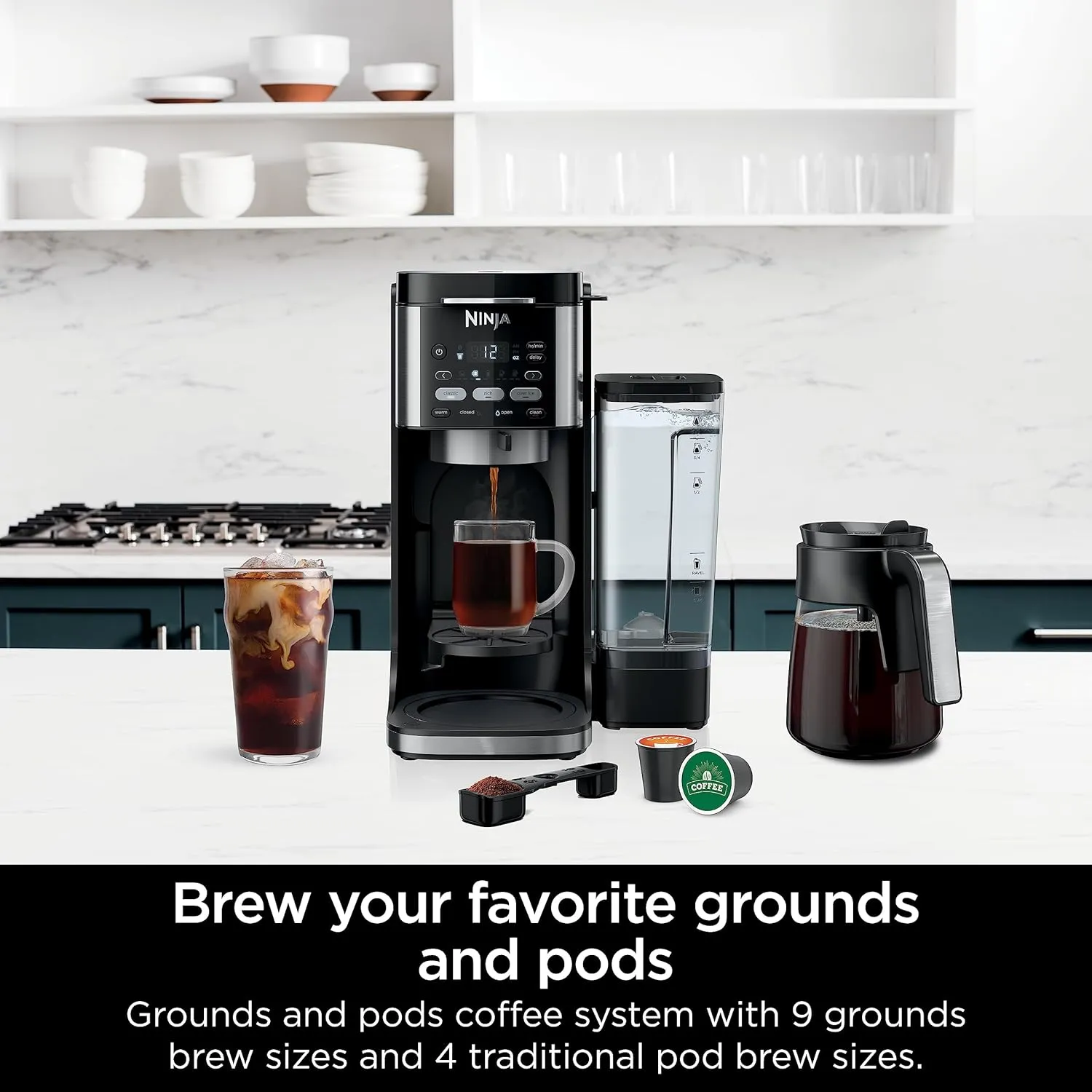 Ninja Drip Coffee Maker With K Cup Combo, DualBrew Pro Specialty Coffee Machine, Hot and Iced Compatible with K-Cup Pods, 12 Cup Single Serve with Paper Filter, CFP101