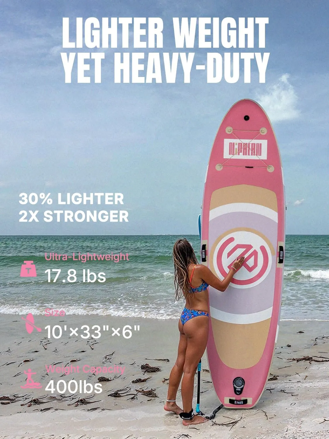 Niphean Inflatable Paddle Board with (Beginner Friendly) StabilTrac Fin and Durable SUP Accessories, 10' Inflatable Stand up Paddle Boards for Adults & Youth, Versatile Yoga Paddle Board, Gift Ideas