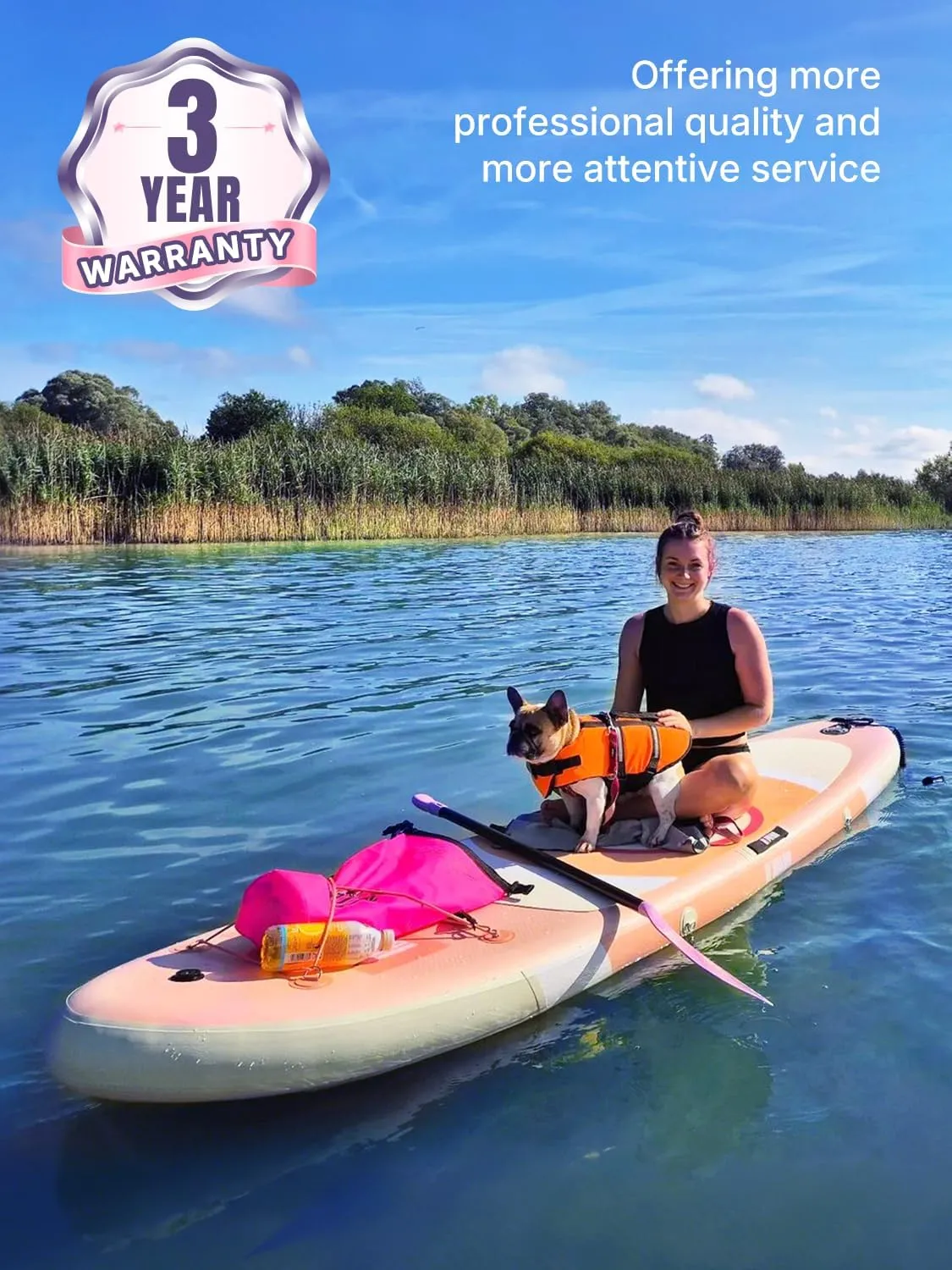 Niphean Inflatable Stand up Paddle Board with StabilTrac Fin, 400LBS Capacity & Wide EVA Inflatable Paddle Boards for Adults, Lightweight SUP Board for Yoga & Fitness with Easy Carry Strap