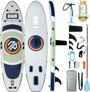 Niphean Inflatable Stand up Paddle Board with StabilTrac Fin, 400LBS Capacity & Wide EVA Inflatable Paddle Boards for Adults, Lightweight SUP Board for Yoga & Fitness with Easy Carry Strap