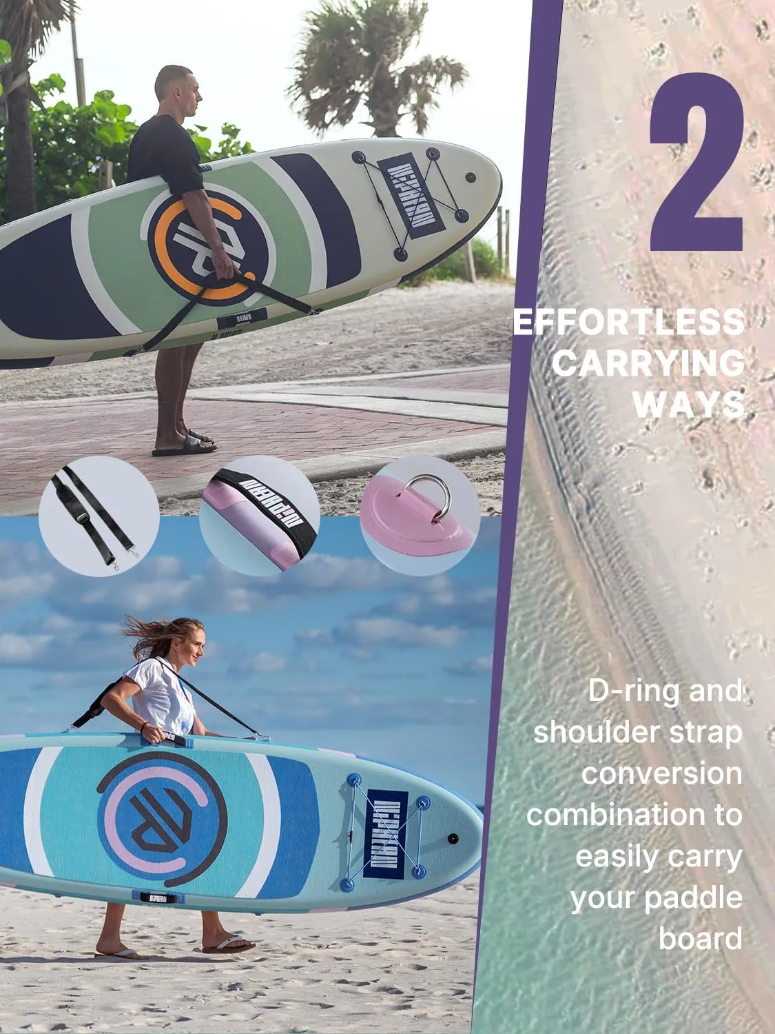Niphean Inflatable Stand up Paddle Board with StabilTrac Fin, 400LBS Capacity & Wide EVA Inflatable Paddle Boards for Adults, Lightweight SUP Board for Yoga & Fitness with Easy Carry Strap