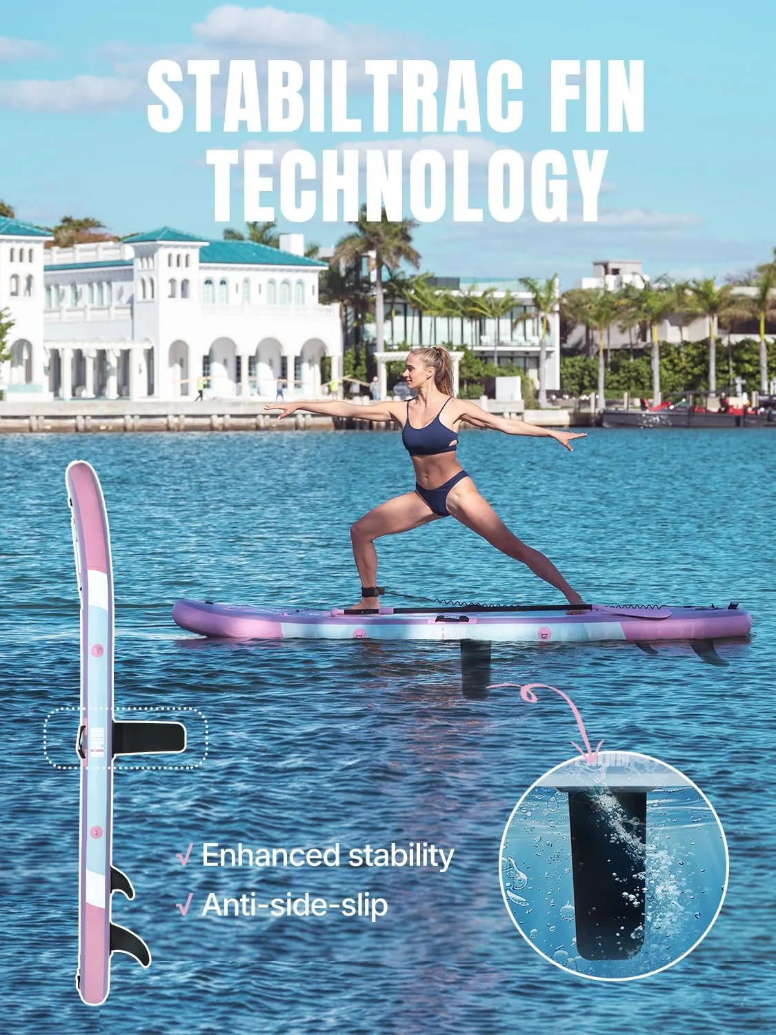 Niphean Inflatable Stand up Paddle Board with StabilTrac Fin, 400LBS Capacity & Wide EVA Inflatable Paddle Boards for Adults, Lightweight SUP Board for Yoga & Fitness with Easy Carry Strap