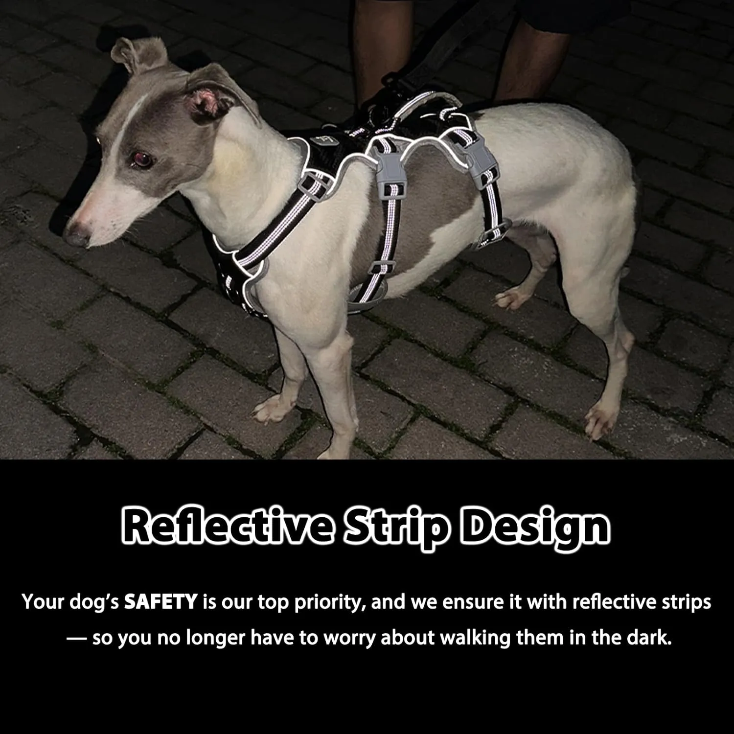 No Escape Dog Harness, Escape Proof Harness, Reflective Harness with Padded Handle, Breathable, Durable, Adjustable Vest for Large Dogs Walking, Training, and Running Gear（Black, L）
