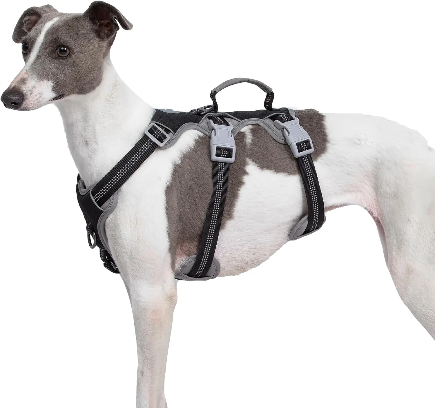 No Escape Dog Harness, Escape Proof Harness, Reflective Harness with Padded Handle, Breathable, Durable, Adjustable Vest for Large Dogs Walking, Training, and Running Gear（Black, L）