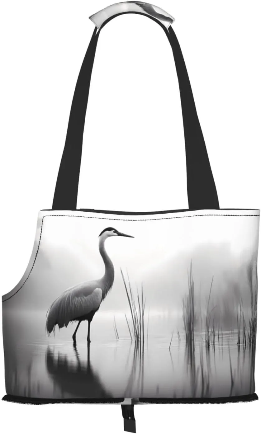 North American Crane Printed pet Shoulder Bag - Foldable Design, Small cat and Dog Travel Bag