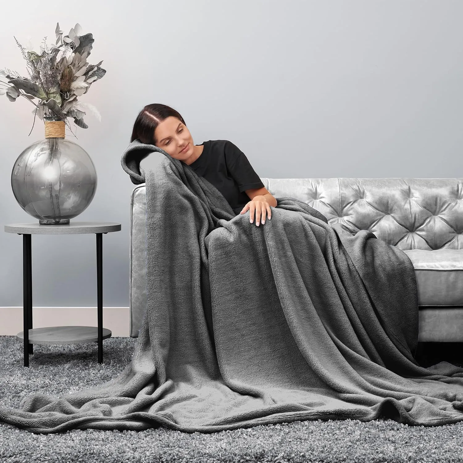 Northwest Ashford Home Cozy Warmwell Blanket Charcoal King Size 108 x 90 inches