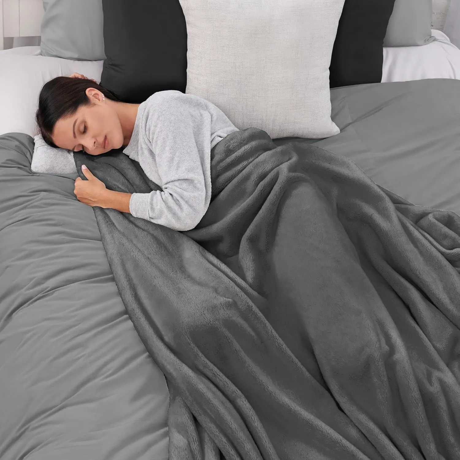 Northwest Ashford Home Cozy Warmwell Blanket Charcoal King Size 108 x 90 inches