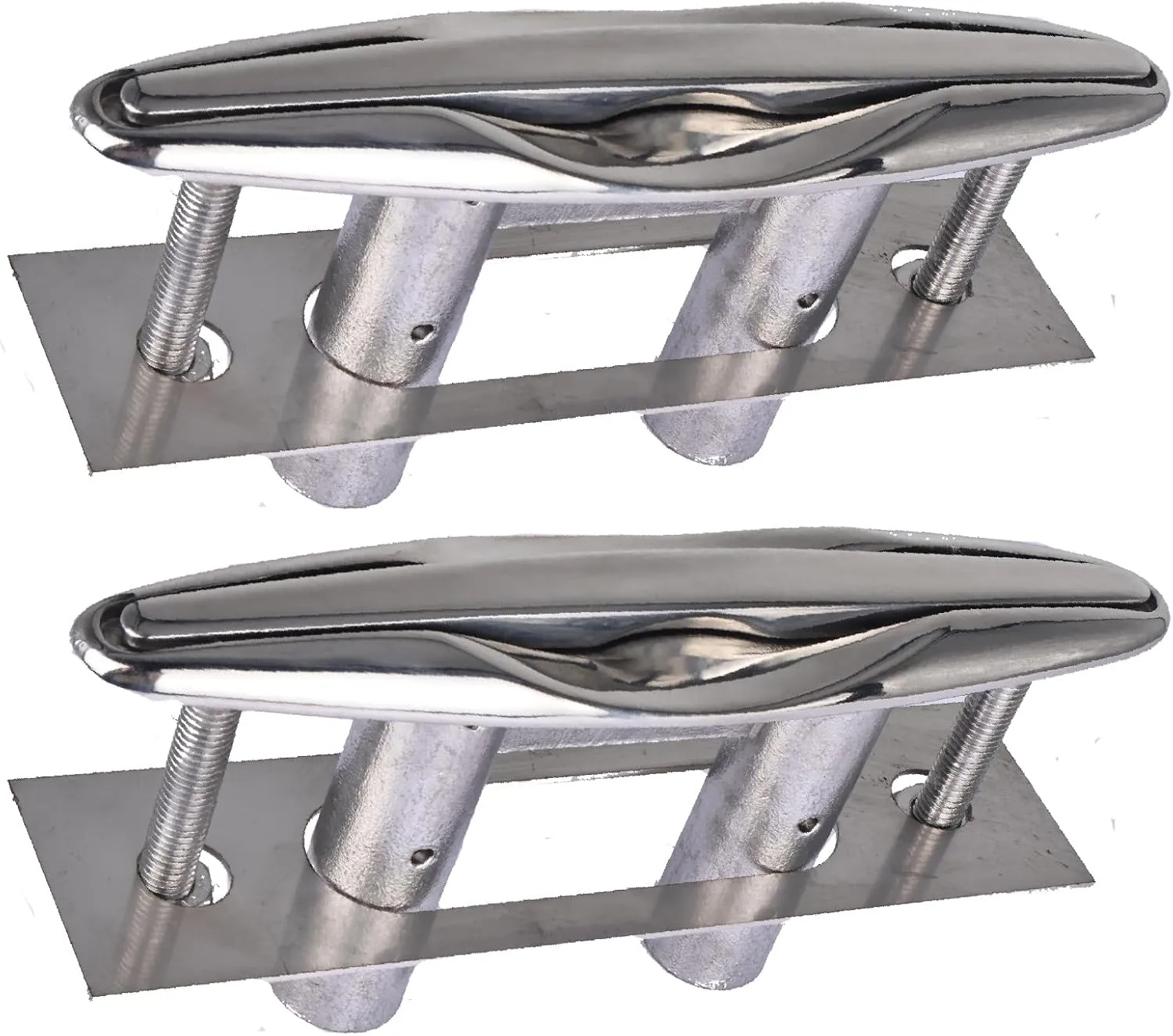 NovelBee 2pcs Boat Pull Up Flush Mount Cleats,Marine Dock Deck Cleat,316 Stainless Steel Retractable Low-Profile Mooring Rope Cleat with Backing Plate and Lock Nuts